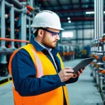 위험물관리사 취업 성공 사례와 후기 - **Prompt:** A focused and diligent industrial safety engineer, aged 30-45, male or female, wearing a...